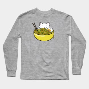 Cute cat eating ramen noodles Long Sleeve T-Shirt